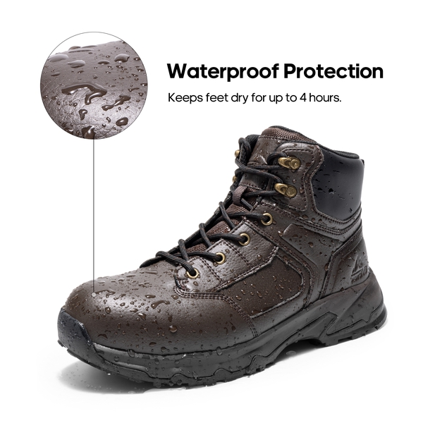 Men's Non-Slip Industrial Work Boots - DARK BROWN - 6